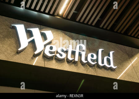 Januar 8, 2018 San Jose/CA/USA - Westfield Valley Fair Mall Logo; Santa Clara County, South San Francisco Bay Area. Stockfoto