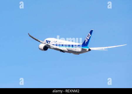 Januar 31, 2018 San Jose/CA/USA - ANA Flugzeuge, die vom Flughafen San Jose, Silicon Valley; All Nippon Airways Co., Ltd., auch Stockfoto