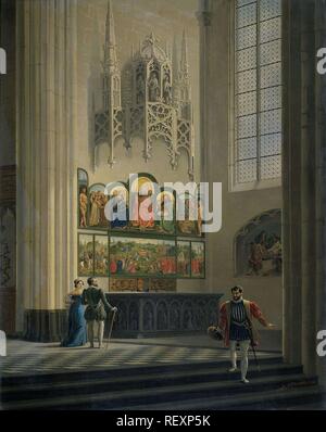 Der Genter Altar der Brüder van Eyck in St.-Bavo-Kathedrale in Gent. Dating: 1829. Ort: Belgien. Maße: H 101,5 cm × w 81,3 cm, d 10,8 cm. Museum: Rijksmuseum, Amsterdam. Autor: Pierre François De Noter (auf Objekt erwähnt). De Noter, Pieter-Frans. Stockfoto