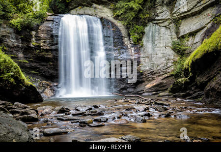 Looking Glass fällt im Pisgah Forest, NC Stockfoto