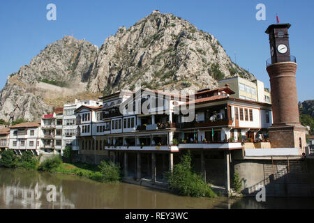 Traditionelle osmanische Häuser in Amasya Stockfoto