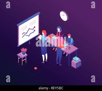 Büroalltag - Moderne bunte isometrische Vector Illustration Stock Vektor