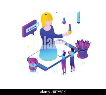 Blogging online - Moderne bunte isometrische Vector Illustration Stock Vektor