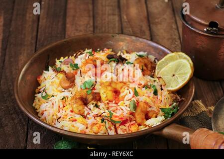 Indische Garnelen oder Shrimps Biryani, selektiven Fokus Stockfoto