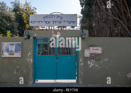 Israel, Tel Aviv, die Shaarei Tzion (Tore Zions) Synagoge in Neve Zedek, gegründet 1887 und war die erste jüdische Siedlung außerhalb von Jaffa. Ich Stockfoto