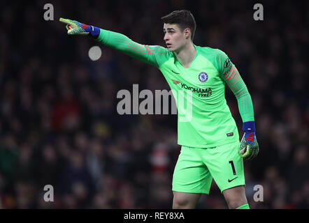 Chelsea Torhüter Kepa Arrizabalaga während der Premier League match Im Emirates Stadium, London. Stockfoto