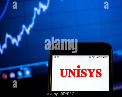 Unisys Information Technology Company Logo auf dem Smartphone angezeigt Stockfoto