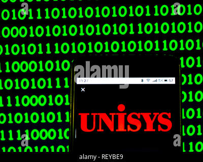 Unisys Information Technology Company Logo auf dem Smartphone angezeigt Stockfoto