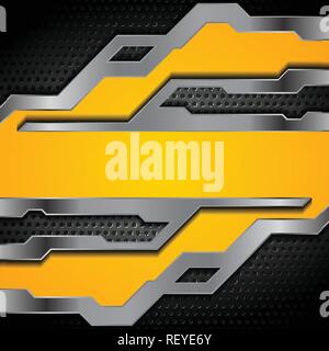 Helles orange und dunklem perforierte Metallische abstrakte Technologie Hintergrund. Vektor Design Stock Vektor