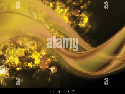 Abstrakte Wellen und golden glänzenden Hintergrund. Vector Illustration Stock Vektor
