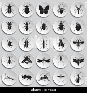 Insekten Symbole auf dem Teller Hintergrund für Grafik- und Webdesign, modernen einfachen Vektor unterzeichnen. Internet Konzept. Trendy Symbol für Web site Design web-Taste oder mobile App. Stock Vektor