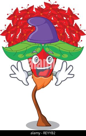 Elf Ixora Blumen wachsen im Charakter Stock Vektor