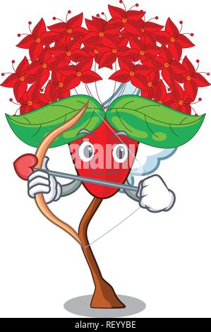 Amor Ixora Blumen wachsen im Charakter Stock Vektor