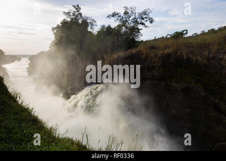 Murchison Falls ist ein Wahrzeichen für die Murshison Falls National Park in Uganda benannt ist. Der Nil fließt durch eine Lücke nur 7 m breit Stockfoto