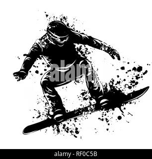 Silhouette der Snowboarder springen. Vector Illustration Stock Vektor