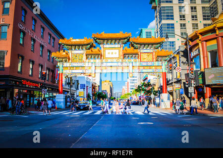 Washington, DC/USA, 24. Mai 2014: Chinesische Freundschaft Torbogen in der Chinatown in Washington DC. Stockfoto