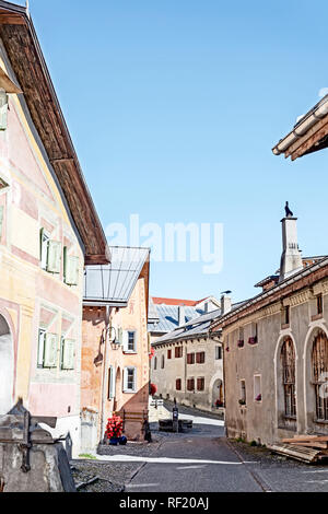 Häuser in Guarda, Graubünden, Engadin, Schweiz Stockfoto