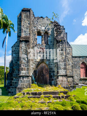 Karibik, Kleine Antillen, St. Kitts und Nevis Basseterre, Anglikanische Kirche, die Ruine von St. Thomas Kirche Stockfoto