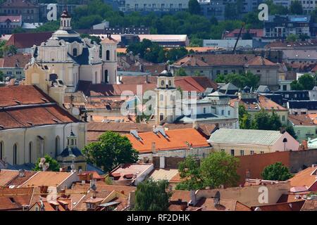 Stadt Panorama über der historischen Altstadt von Vilnius, Litauen, Baltische Staaten, nordöstlichen Europa Stockfoto