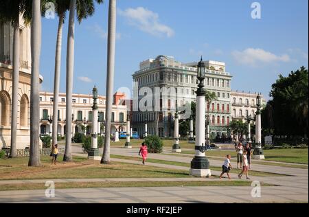 Parque Central, Paseo de Marti Bouldevard, El Capitolio Square, Havanna, Kuba, Karibik Stockfoto