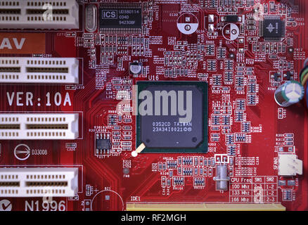 Computer pc Innen pcb mainboard Mainboard Lüfter chip Stockfoto