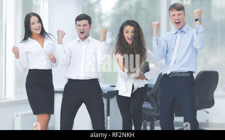 Porträt eines siegreichen Business Team Stockfoto