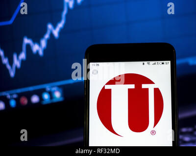 Kiew, Ukraine. 23 Jan, 2019. Unisys Information Technology Company Logo gesehen auf einem Smartphone angezeigt. Quelle: Igor Golovniov/SOPA Images/ZUMA Draht/Alamy leben Nachrichten Stockfoto