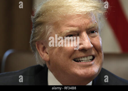 Washington, District of Columbia, USA. 23 Jan, 2019. Präsidenten der Vereinigten Staaten Donald J. Trumpf spricht mit Reportern bei einem Treffen mit konservativen Führer auf seiner Immigration Vorschlag im Weißen Haus am 23. Januar 2019 in Washington, DC Quelle: Yuri Gripas/CNP/ZUMA Draht/Alamy leben Nachrichten Stockfoto