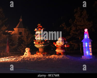 Harbi, Harbi, China. 24 Jan, 2019. Harbin, China - Nacht Landschaft Wolga Manor in Harbin, Provinz Heilongjiang. Credit: SIPA Asien/ZUMA Draht/Alamy leben Nachrichten Stockfoto