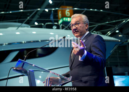 Düsseldorf, Deutschland. Jan, 2019 21. Petros MICHELIDAKIS, Leiter der Boat Show, Blue Motion Nacht und das Meer Tribut Preisverleihung auf der Boat Show 2019, Stand 2019 in Düsseldorf vom 19. bis 27. Januar 2019, 21.01.2019. | Verwendung der weltweiten Kredit: dpa/Alamy leben Nachrichten Stockfoto