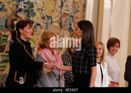 Madrid, Spanien. 24. Januar, 2019. Spanischen Königin Letizia Ortiz während einer Anhörung mit der Vertretung der Mitglieder der "Federacion Española de daño Cerebla FEDASE" in der ZarzuelaPalace in Madrid, 24. Januar 2019 Credit: CORDON PRESSE/Alamy leben Nachrichten Stockfoto