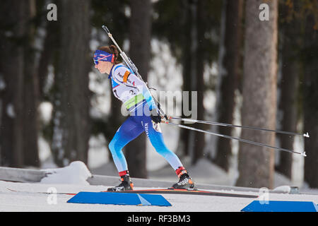Lenzerheide, Schweiz, 24. Januar 2019. Selina Gasparin während der 2019 IBU Biathlon WM Frauen 7,5 km Sprint Wettbewerb in Lenzerheide. Stockfoto