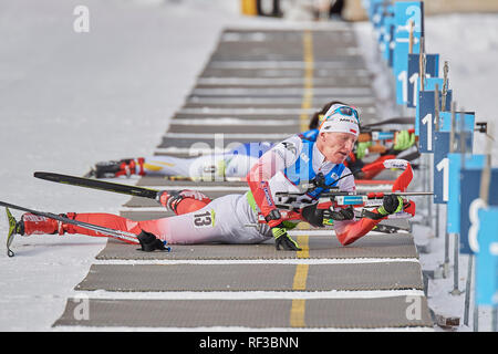 Lenzerheide, Schweiz, 24. Januar 2019. Magdalena Gwizdon während der 2019 IBU Biathlon WM Frauen 7,5 km Sprint Wettbewerb in Lenzerheide. Stockfoto