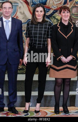 Madrid, Spanien. 24 Jan, 2019. Queen Letizia von Spanien besucht, um das Publikum auf eine Darstellung der "avi Calzada Neue Technologien "Handball Club im Zarzuela Palast am 24. Januar 2019 in Madrid, Spanien. Credit: Jimmy Olsen/Medien Punch *** Keine Spanien***/Alamy leben Nachrichten Stockfoto
