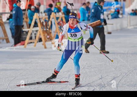Lenzerheide, Schweiz, 24. Januar 2019. Flurina Volken während der 2019 IBU Biathlon WM Frauen 7,5 km Sprint Wettbewerb in Lenzerheide. Stockfoto