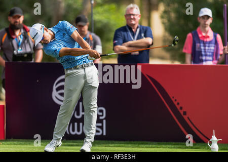 Dubai, VAE. 24. Jan 2019. Kurt Kitayama der USA in Runde 1 Während der Omega Dubai Desert Classic 2019 im Emirates Golf Club, Dubai, UAE am 24. Januar 2019. Foto von Grant Winter. Credit: UK Sport Pics Ltd/Alamy leben Nachrichten Stockfoto