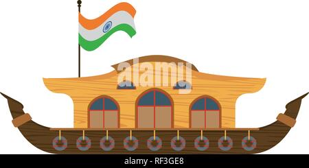 Kerala Hausboot isoliert Stock Vektor