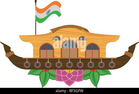 Kerala Hausboot isoliert Stock Vektor