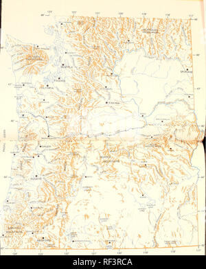 . Vegetation von Oregon und Washington. Ökologie, Botanik Botanik Oregon Washington (State) Ökologie. Abbildung 1. - Große topographische Merkmale und einige Städte und Gemeinden in Oregon und Washington. Bitte beachten Sie, dass diese Bilder sind von der gescannten Seite Bilder, die digital für die Lesbarkeit verbessert haben mögen - Färbung und Aussehen dieser Abbildungen können nicht perfekt dem Original ähneln. extrahiert. Franklin, Jerry F. cn; Dyrness, C.T. Portland, OR. : Pacific Northwest Wald und Experiment Station, US, Abt. Landwirtschaft Stockfoto