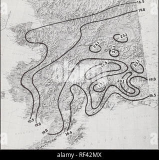 . Brand Saison klimatischen Zonen von Festland Alaska. Waldbrände in Alaska. Abbildung 3.-Karte von Alaska mit isolinie Analyse der TEI. Die Isolinien werden für die mittlere erstellt und für eine Standardabweichung über oder unter dem Mittelwert. 8. Bitte beachten Sie, dass diese Bilder sind von der gescannten Seite Bilder, die digital für die Lesbarkeit verbessert haben mögen - Färbung und Aussehen dieser Abbildungen können nicht perfekt dem Original ähneln. extrahiert. Trigg, William M; in den Vereinigten Staaten. National Weather Service. cn; Pacific Northwest Wald und Experiment Station (Portland, OR. ). Portland, OR. : Pacific Nort Stockfoto