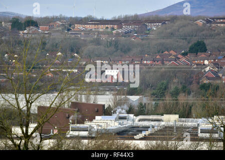 Ford Motorenwerk, Waterton Bridgend Industrial Estate, in Bridgend, Südwales. Eine Fertigung von Ford Europa. 25/01/2019 Stockfoto