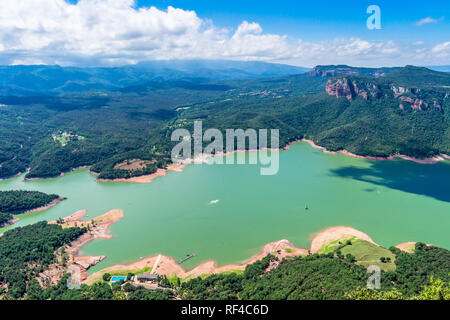 Blick auf Stausee Sau von High Point. (Katalonien, Spanien) Stockfoto