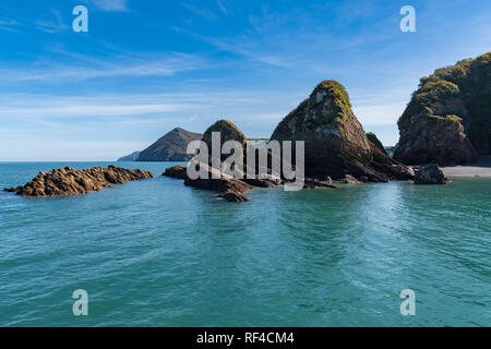 Den Bristol Channel Küste mit Broadsands Beach, North Devon, England, Großbritannien Stockfoto