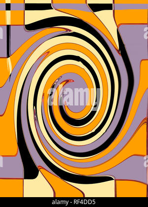 Es hat eine runde Form und etwas länglich spiralförmig in verschiedenen Farben orange, schwarz, violett und gelb, Stockfoto
