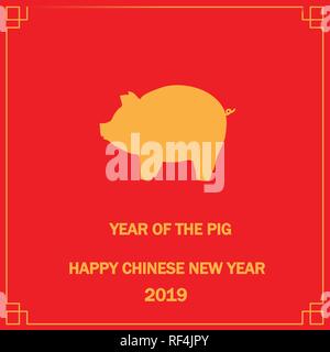 Chinesisches Tierzeichen Symbol 2019 - Jahr des Schweins Stock Vektor