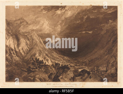 Ben Arthur. Vom: veröffentlicht 1819. Medium: Radierung und schabkunst. Museum: Nationalgalerie, Washington DC. Autor: Joseph Mallord William Turner und Thomas Goff Lupton. TURNER, Joseph Mallord William. Entworfen und von Joseph Mallord William Turner geätzt. Stockfoto