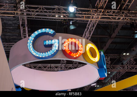 Google signage am British Educational Technology Trade Show (BETT) im Excel Centre, London, UK Stockfoto