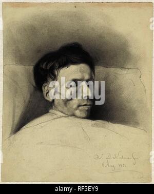 Porträt eines Mannes, der sich auf seinem Totenbett. Verfasser der Stellungnahme: Johan Daniël Koelman. Dating: 6-Aug-1844. Maße: H 226 mm x B 189 mm. Museum: Rijksmuseum, Amsterdam. Stockfoto