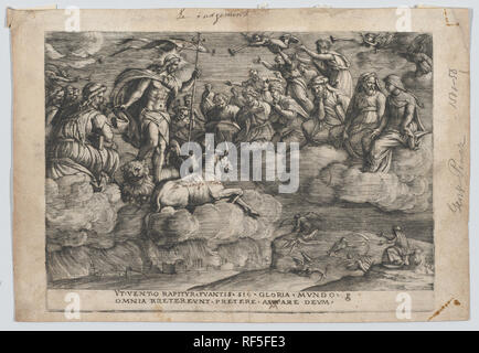 Der Triumph der Ewigkeit auf Tod, vom Triumph des Petrarca. Artist: Georg Pencz (Deutsch, Breslau Ca. Leipzig 1500-1550). Maße: Blatt: 6 3/4 x 9 13/16 in. (17,1 × 24,9 cm) Platte: 6 x 8 5/16 in. (15,3 × 21,1 cm). Serie/Portfolio: Die Triumphe von Petrarca. Museum: Metropolitan Museum of Art, New York, USA. Stockfoto