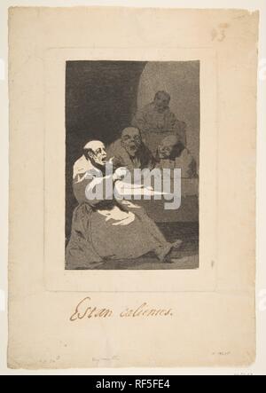 Platte 13 von 'Los Caprichos': Sie sind heiß (Estan Calientes). Artist: Goya (Francisco de Goya y Lucientes) (Spanisch, Fuendetodos 1746-1828 Bordeaux). Abmessungen: Platte: 8 1/2 in. X 6 in. (21,6 × 15,3 cm) Blatt: 12 3/8 x 8 11/16 in. (31,5 × 22 cm). Serie/Portfolio: Los Caprichos. Datum: 1797-98. Museum: Metropolitan Museum of Art, New York, USA. Stockfoto